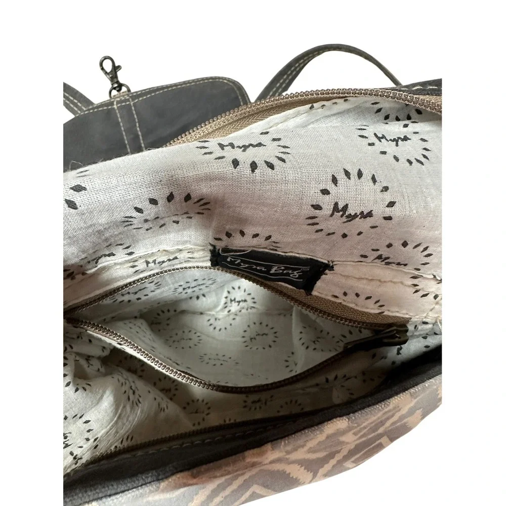 Myra Bag Women's Artist's Impression Upcycled Canvas & Leather Backpack One Size